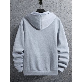 Fashionable Casual Men's Long Sleeve -Lined Zip-Up Jacket - Fresh and Fun Pattern Design, Lightweight and Comfortable, Suitable for Various Occasions, Breathable Material, Easy to Match, Adds a Pop of Color to Your Daily Look, Perfect for Casual