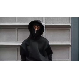 Men'S Windproof Full-Zip Hooded Jacket with Detachable Balaclava - Heavy-Duty Full-Zip Front, Loose Fit Casual Winter Coat, Geometric Pattern Hoodie for Outdoor Activities & Casual Attire, Windproof & High Quality Design, Full-Zip Hooded Sweatshirt