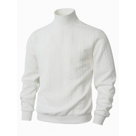 Men's Winter Warm Solid Color Turtleneck Sweater - High Neck Ribbed Pullover, Casual Winter Sweaters for Cold Weather, Versatile Layering Piece for Smart-Casual & Office Wear (Hand Washable)