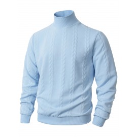 Men's Winter Warm Solid Color Turtleneck Sweater - High Neck Ribbed Pullover, Casual Winter Sweaters for Cold Weather, Versatile Layering Piece for Smart-Casual & Office Wear (Hand Washable)