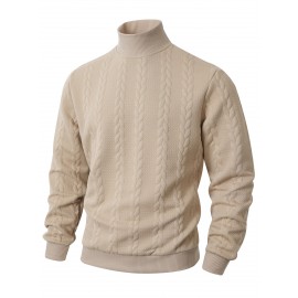 Men's Winter Warm Solid Color Turtleneck Sweater - High Neck Ribbed Pullover, Casual Winter Sweaters for Cold Weather, Versatile Layering Piece for Smart-Casual & Office Wear (Hand Washable)