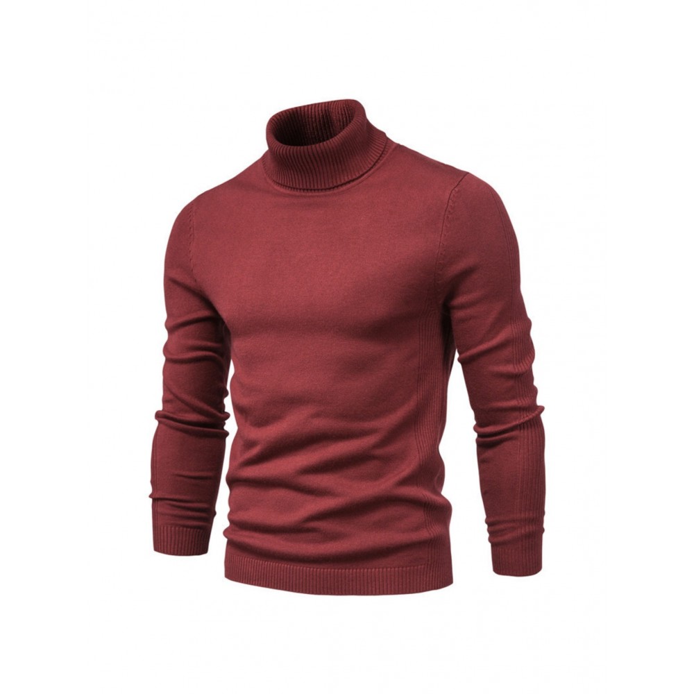 Men'S Japanese-Inspired Turtleneck Sweater - Soft Warm Loose-Fit Pullover with High Neck & Long Sleeves, Solid Color Casual Winter Sweater for Fall/Winter, Versatile Layering Essential in Grey & More Neutral Tones - Easy-Care Knit Fabric