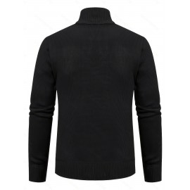 Men's Business Cable-Knit Sweater Jacket with Stand-Up Collar - Machine Washable Gray Winter Office Sweater Coat, Long Sleeve Casual to Meeting Wear, Gym Compatible for Professional & Everyday Use - Solid Color Mature Style