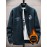 Men'S Thick Warm Winter Jacket with Plush - Geometric Pattern Full-Zip Casual Coat, Stand Collar & Long Sleeve, Grey/Navy, Versatile Outerwear for Everyday & Semi-Formal Occasions, Durable & Comfortable Cold-Weather Coat