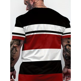Men'S Modern T-Shirt - Lightweight Breathable Crew Neck Tee with Non-See-Through Fabric - All-Season Casual Everyday Shirt - White/Black/Teal Color Block Design - Regular Fit for Office, Parties, Outings - Easy-Care Everyday Essential, Party Outfit, Stylish Print, Durable Construction, Short Sleeve Top, Young Adults