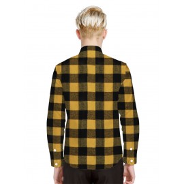 Trendy Checkered Vintage Plaid Colorblocking Men'S Casual Shirt with Chest Pocket, Grid Pattern Top for Spring and Autumn Wear, Comfortable Stylish Design