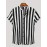 Men's Hawaiian Shirt - Black & White Striped with Orange Collar, Short Sleeve Summer Beach Shirt, Relaxed Fit Casual & Semi-Formal Outfits, Machine Washable Tropical Shirt for Men, Mismatched Pattern with Black and White Stripes, Breathable Fabric for Warm Weather, Stylish and Comfortable for Beach Outings and Casual Attire, Hawaiian Shirt Men Plus Size
